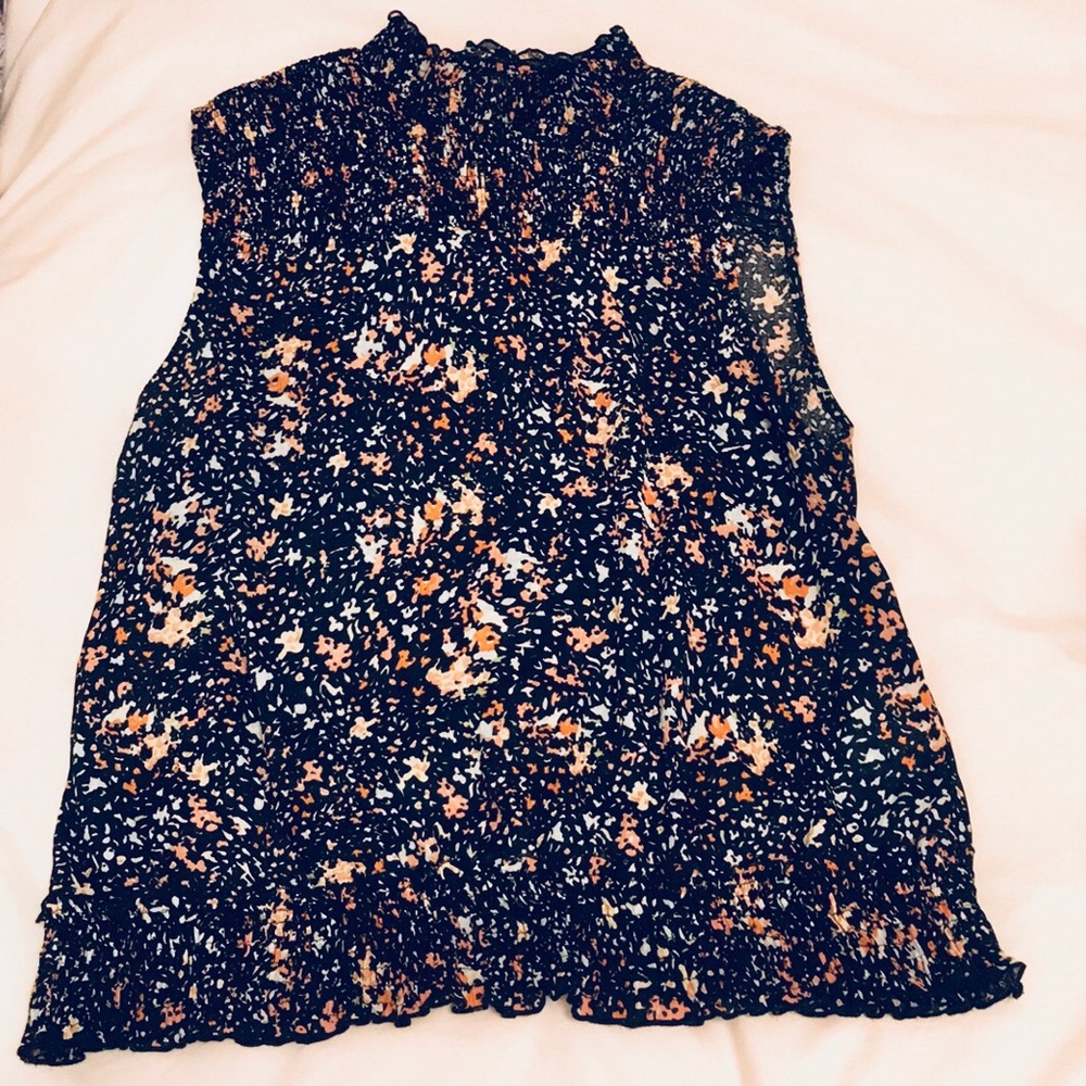 Zara Printed Stretchy Mock Turtleneck Top